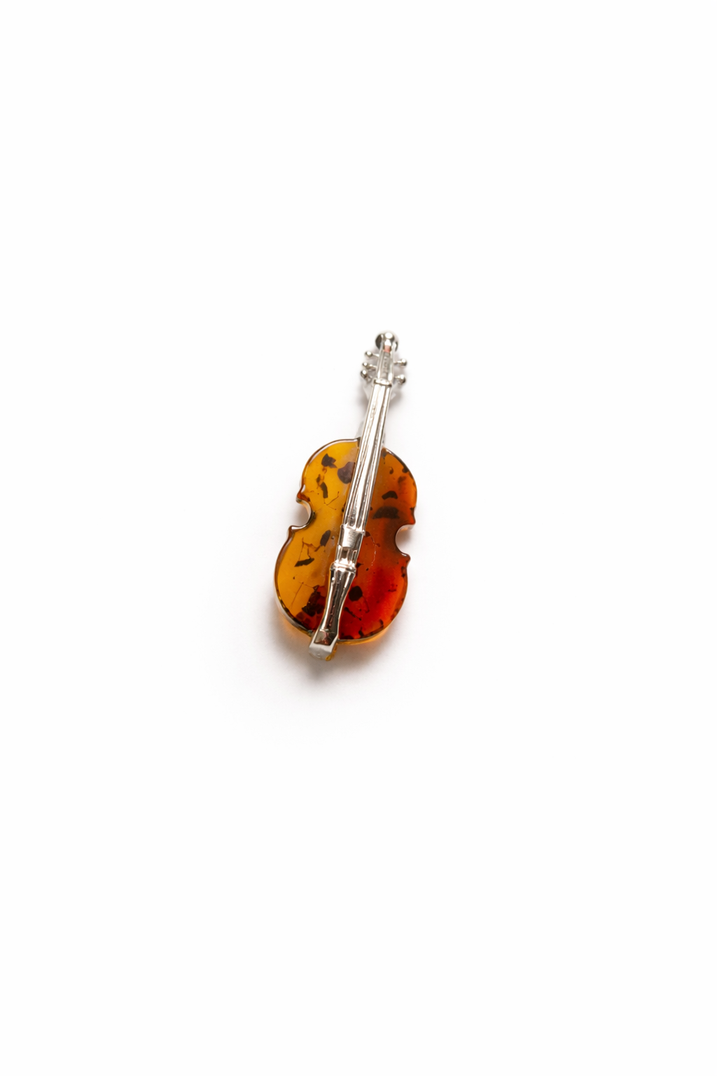 Amber String Instrument Brooch