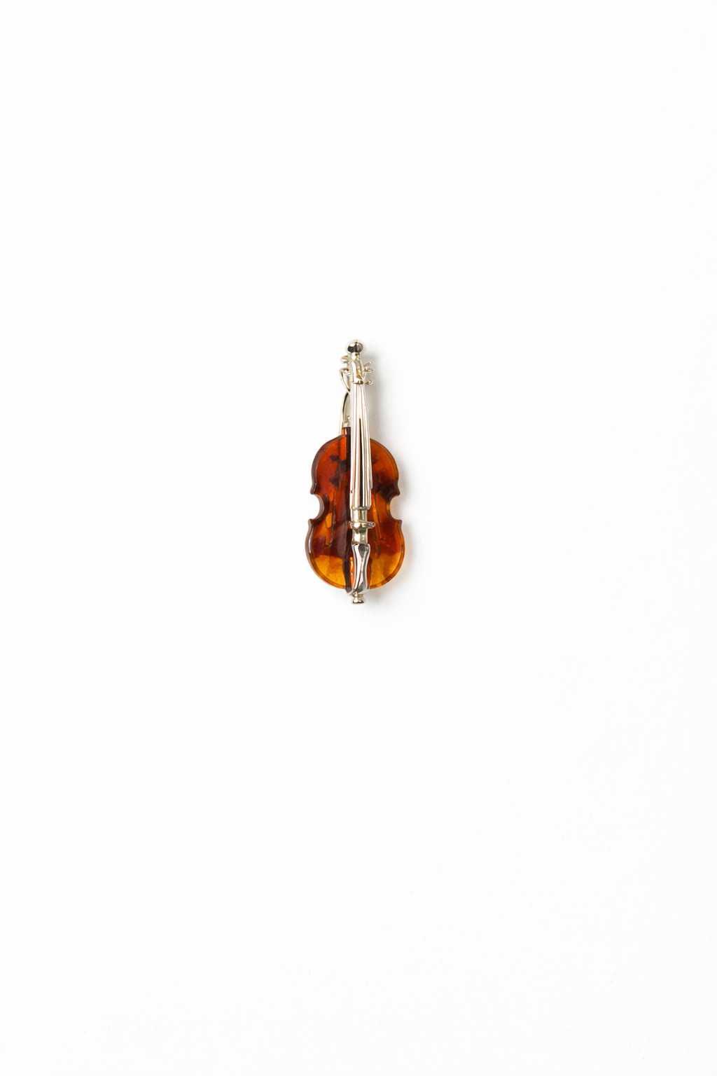 Amber String Instrument Brooch