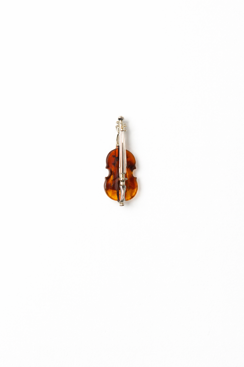 Amber String Instrument Brooch